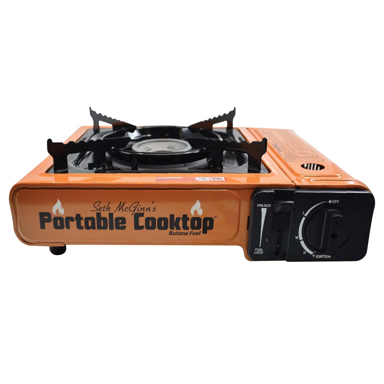 Seth McGinn’s Portable Cooktop in Trailblazer Kit, compact butane stove ideal for camping and outdoor cooking adventures.