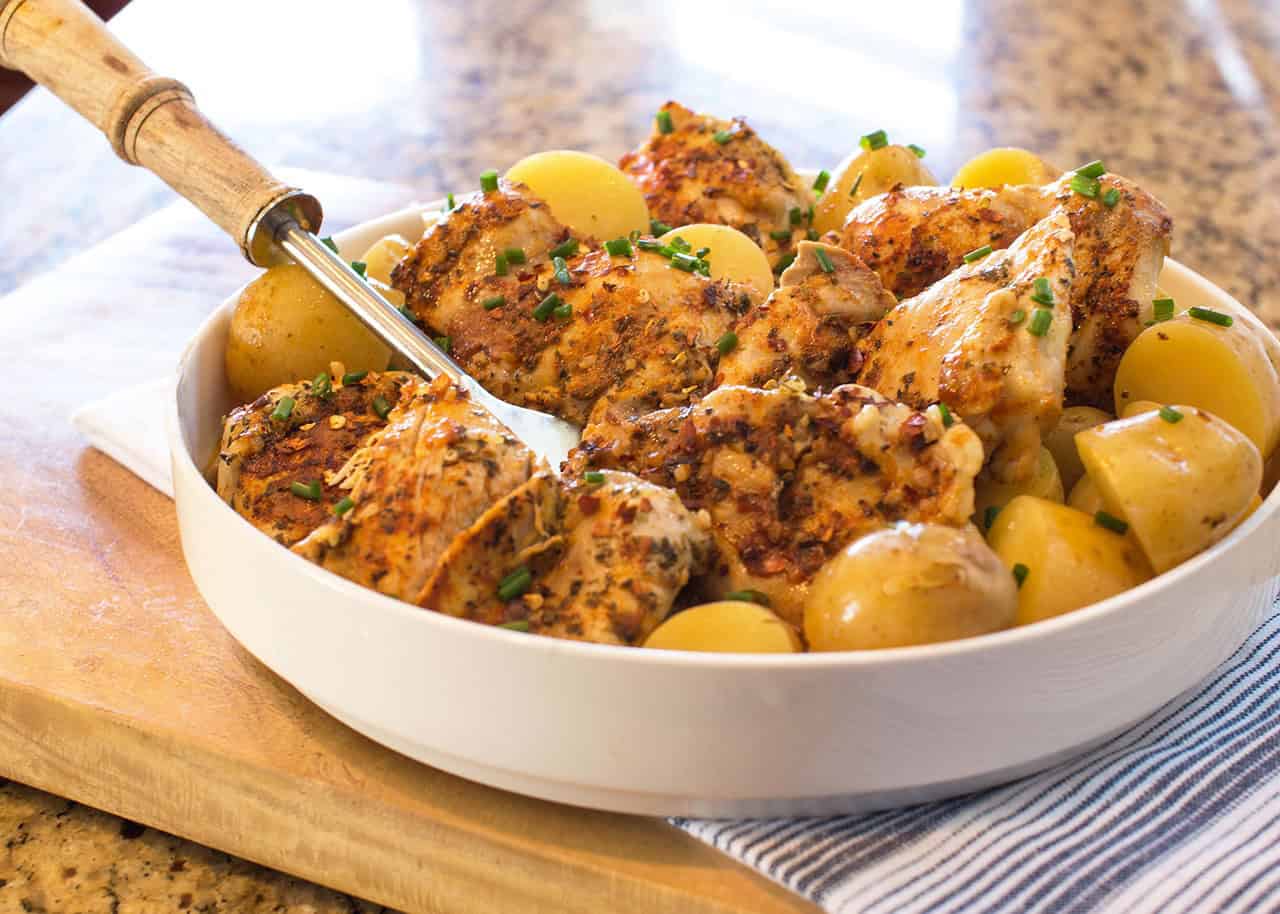 Garlic Butter Chicken Thighs with Baby Potatoes